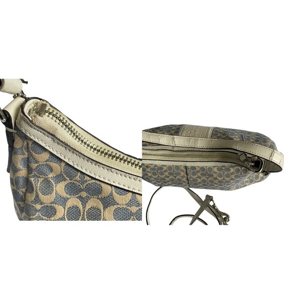 Coach Signature Stripe Jacquard Demi Crossbody Bag Cream & Blue - Picture 6 of 7